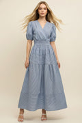 LIGHT BLUE PUFF SLEEVE DRESS