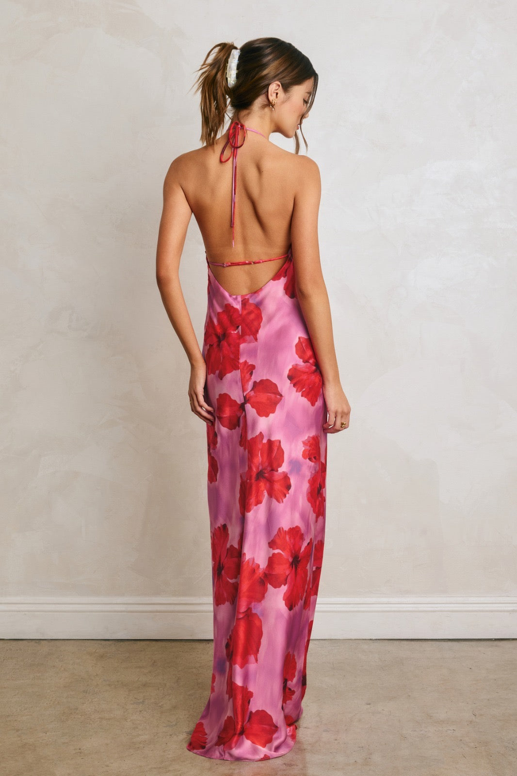 HIBISCUS SATIN DRESS
