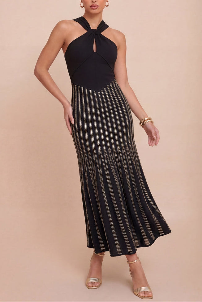BLACK/IVORY KNIT DRESS