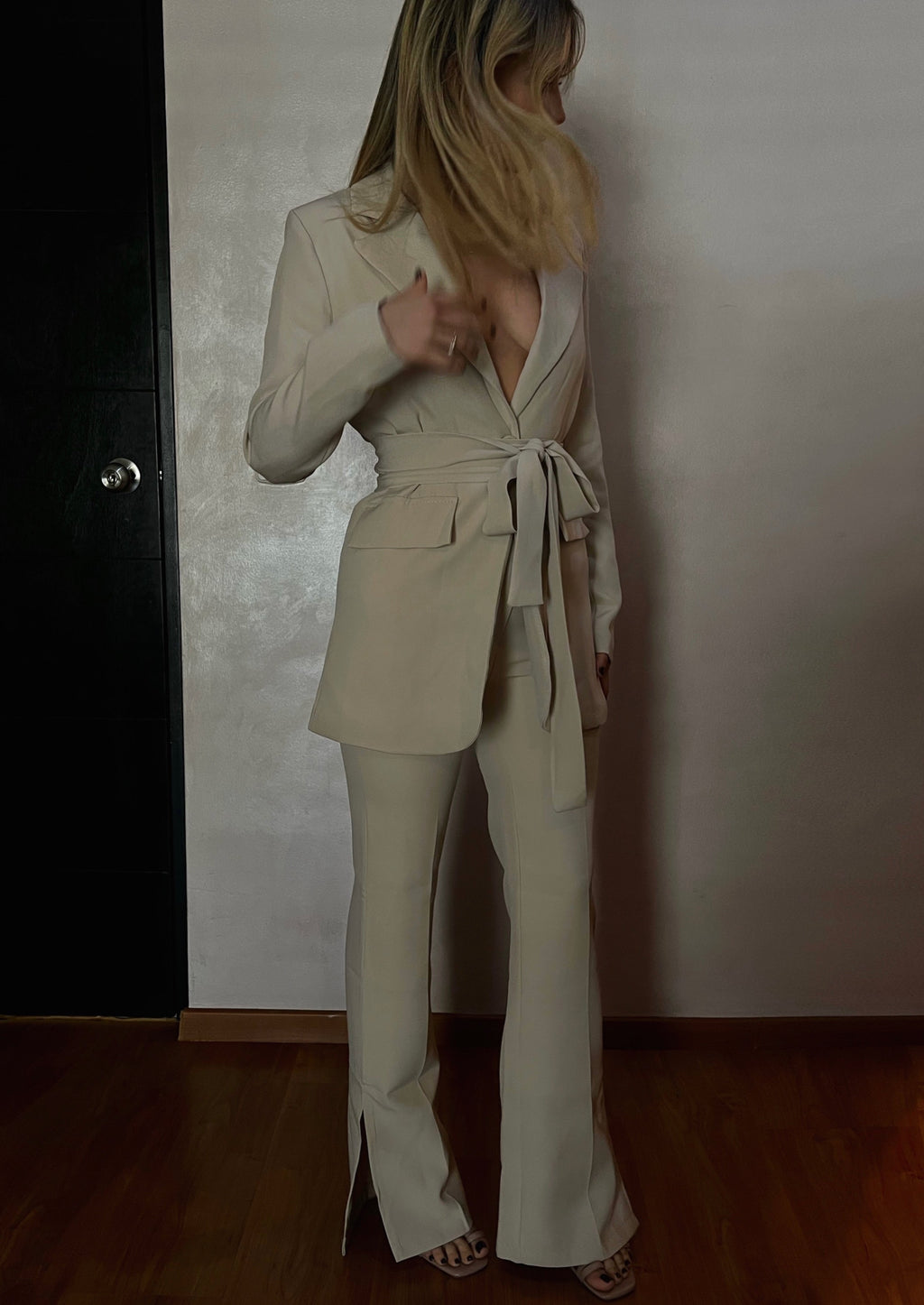 CREAM BLAZER+PANTS SET
