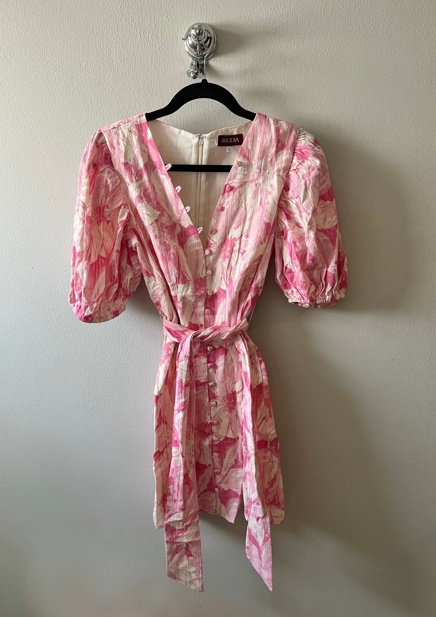 PINK FLORAL BUTTON DRESS