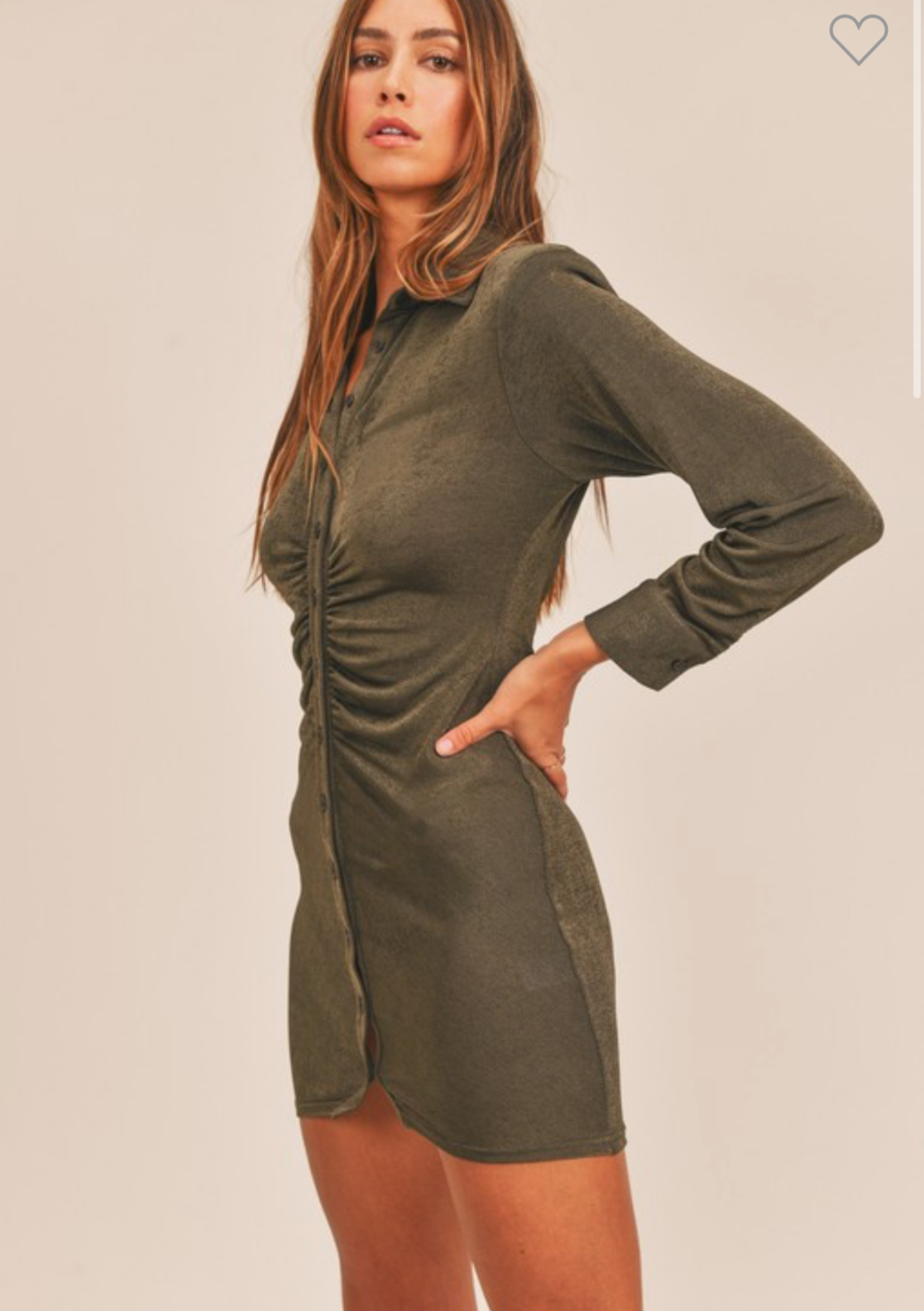 DARK OLIVE SHIRT DRESS