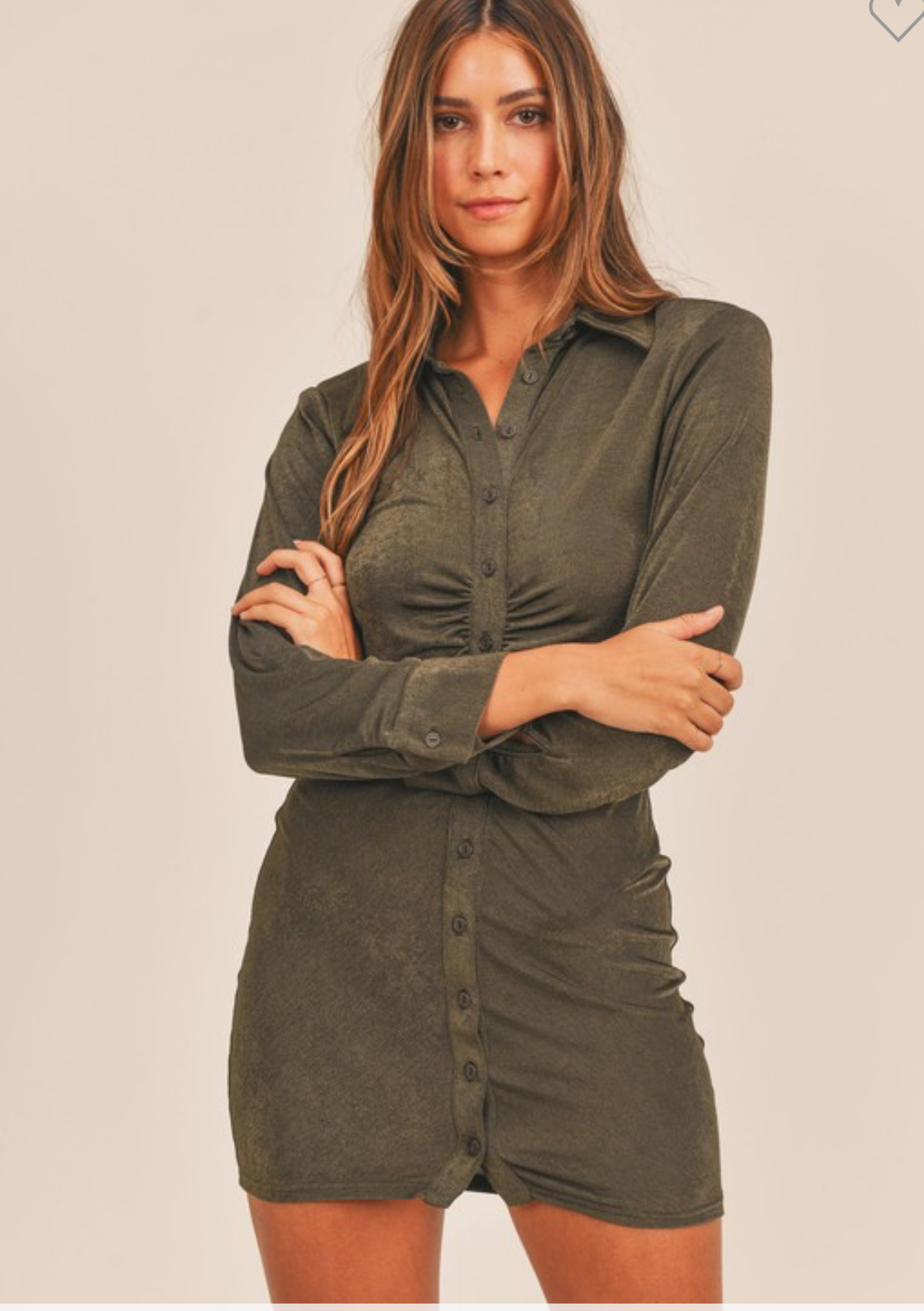 DARK OLIVE SHIRT DRESS