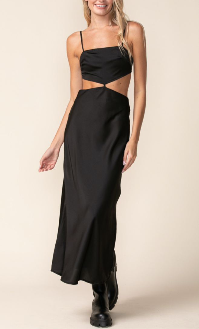 SATIN CUT OUT LONG DRESS