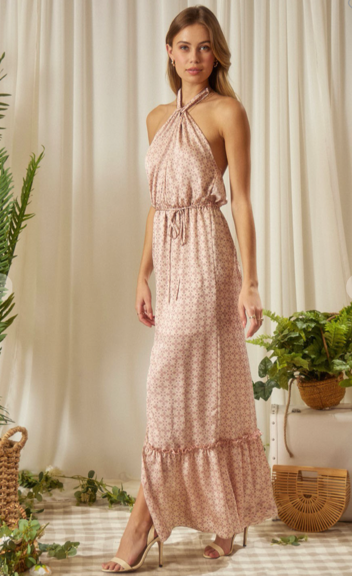 BLUSH PRINT SILK DRESS