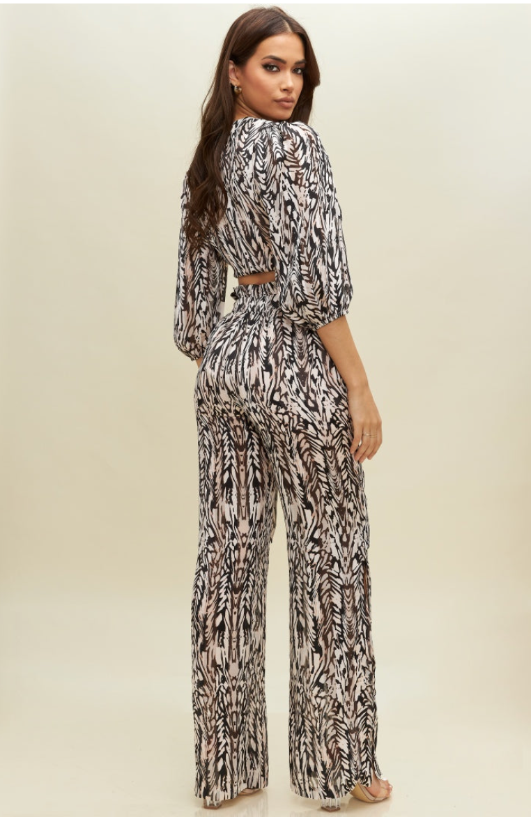 SAFARI PRINT CROP PANT SET