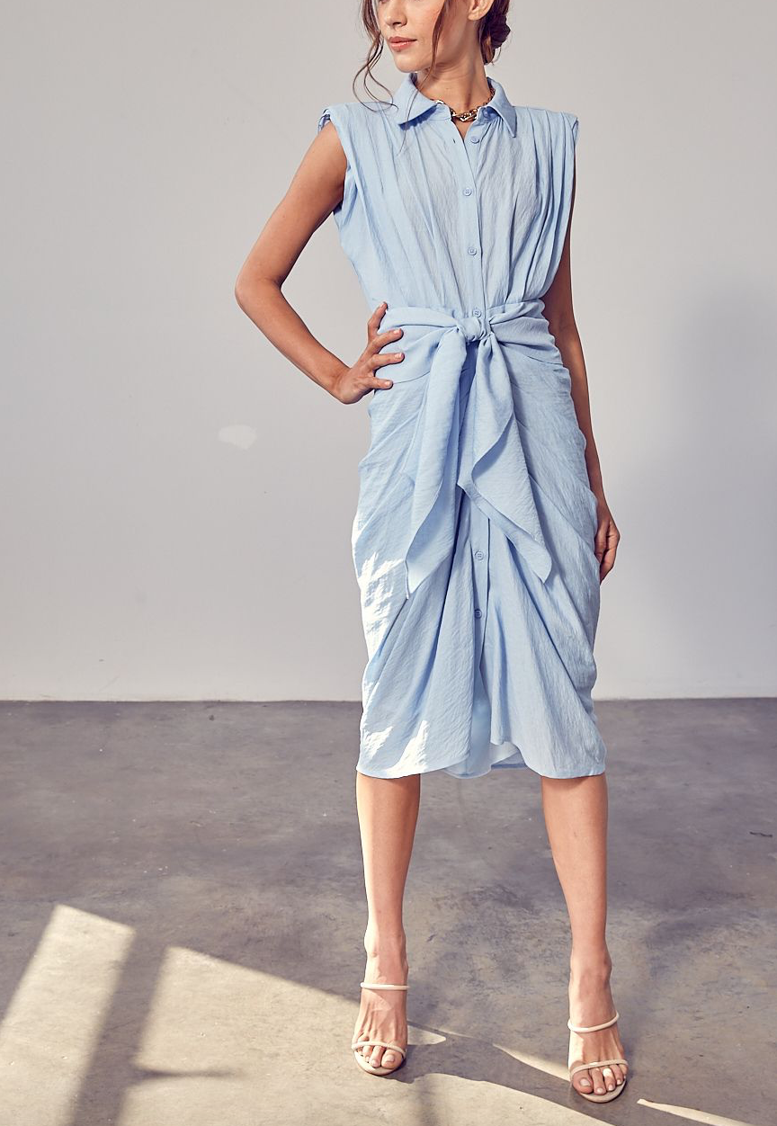 SKY BLUE COTTON MIDI DRESS