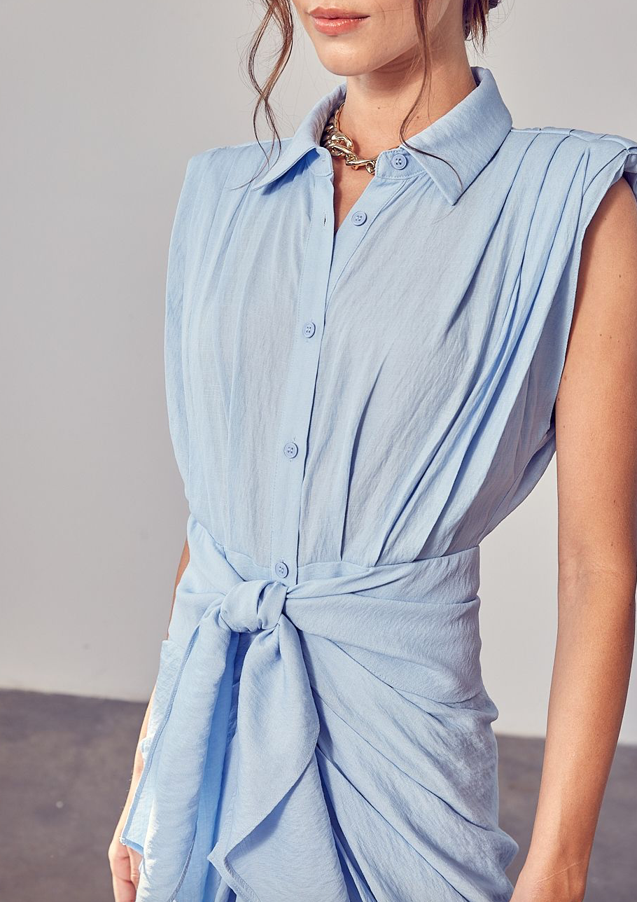SKY BLUE COTTON MIDI DRESS