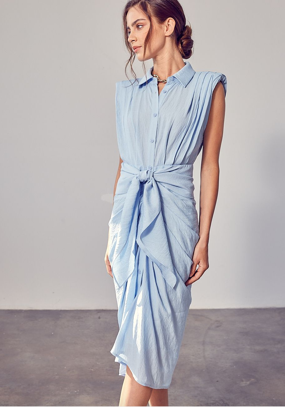 SKY BLUE COTTON MIDI DRESS