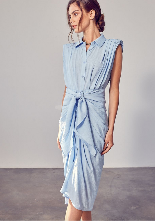 SKY BLUE COTTON MIDI DRESS