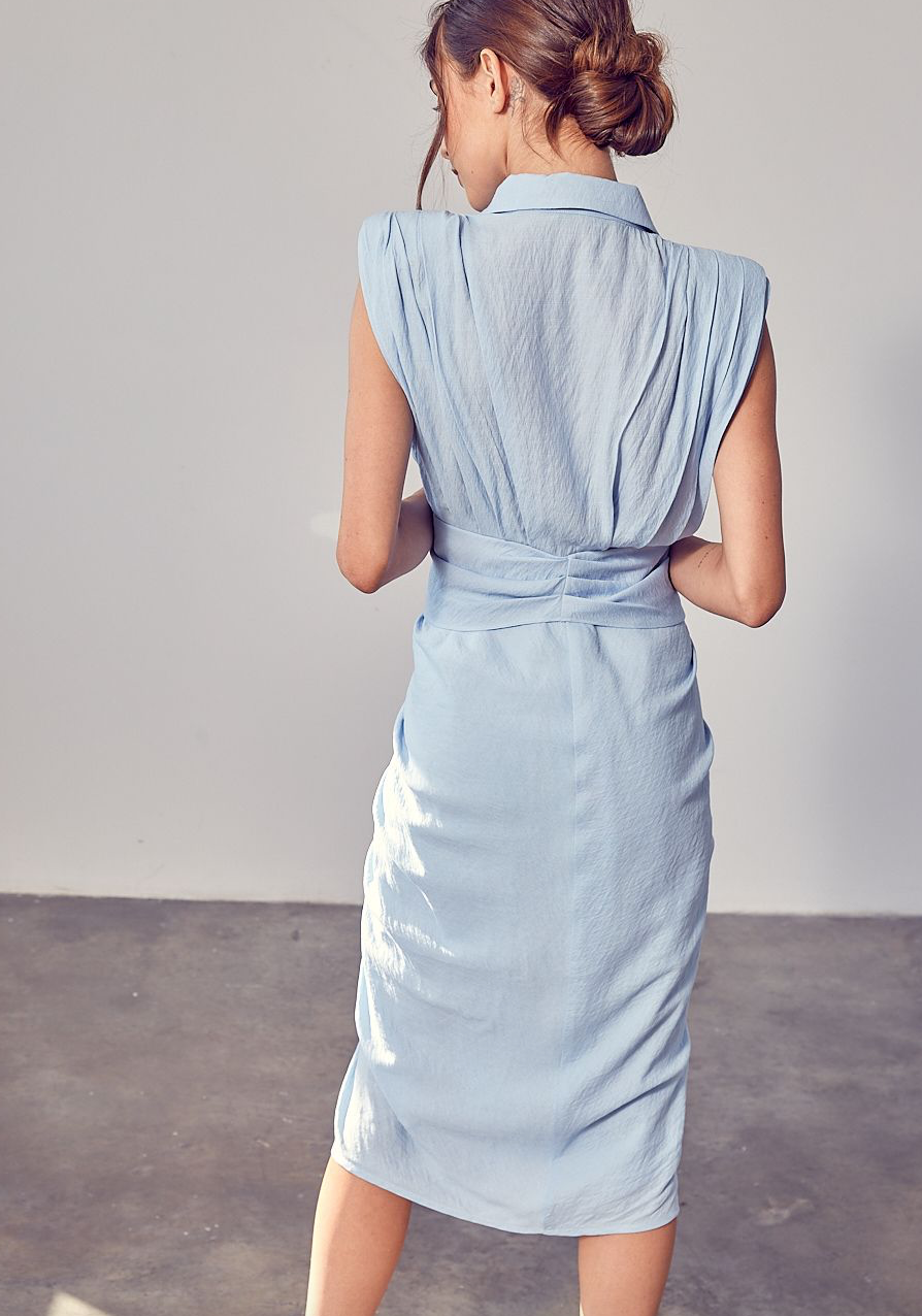 SKY BLUE COTTON MIDI DRESS