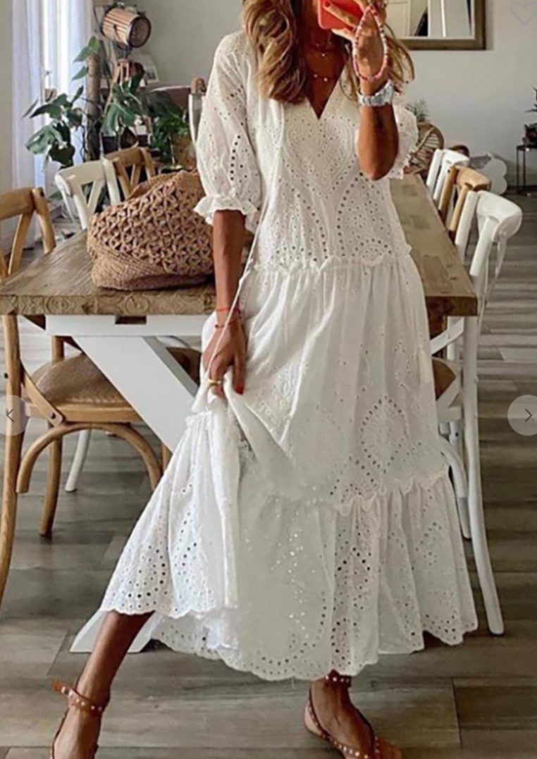 WHITE EMBROIDERED DRESS