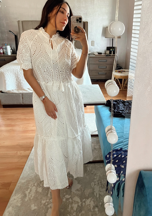 WHITE EMBROIDERED DRESS