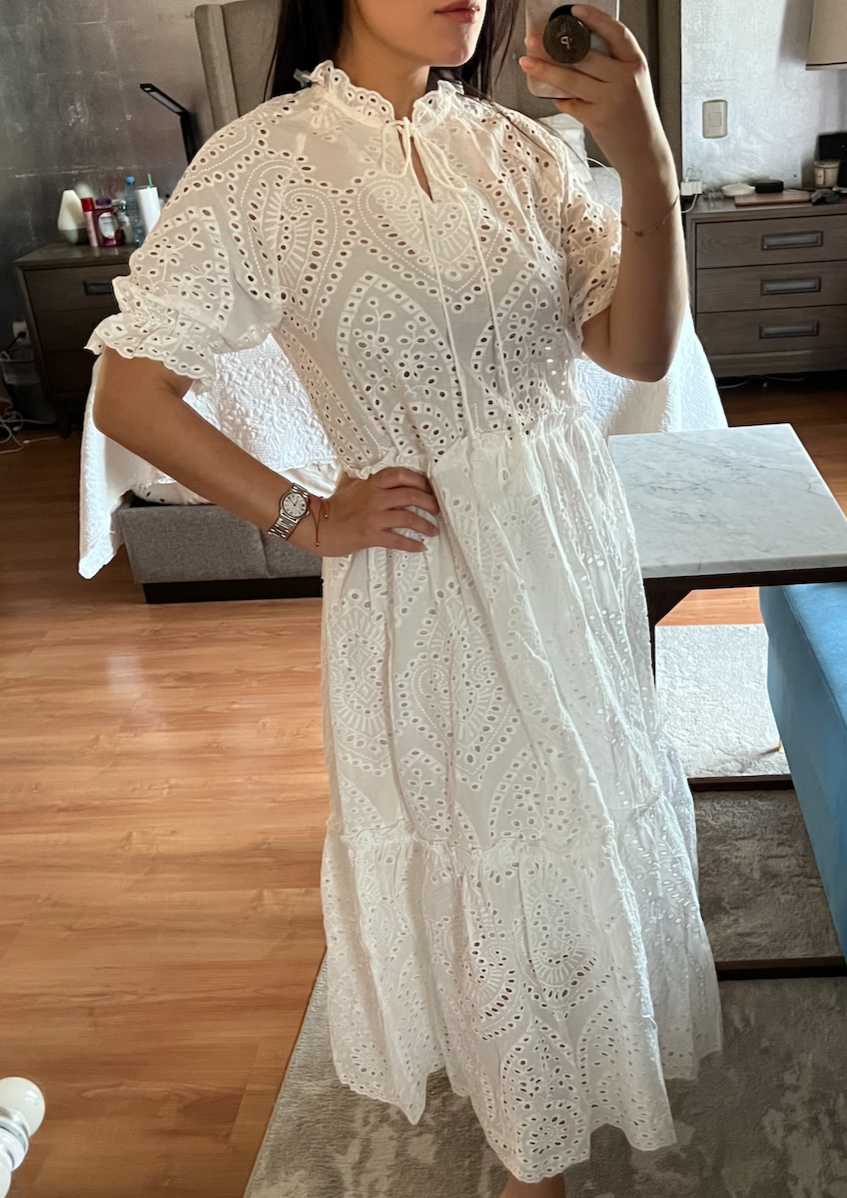 WHITE EMBROIDERED DRESS