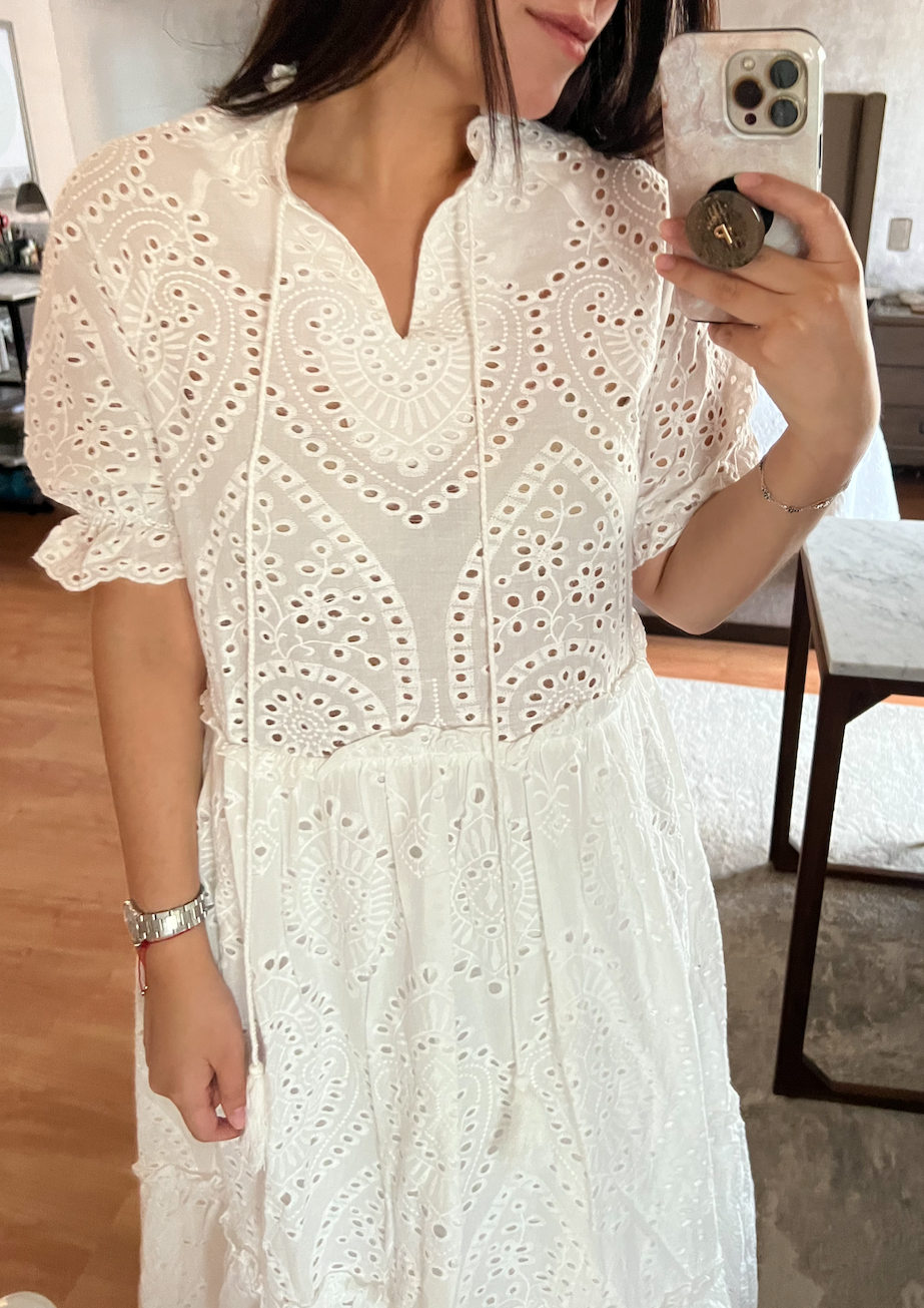 WHITE EMBROIDERED DRESS