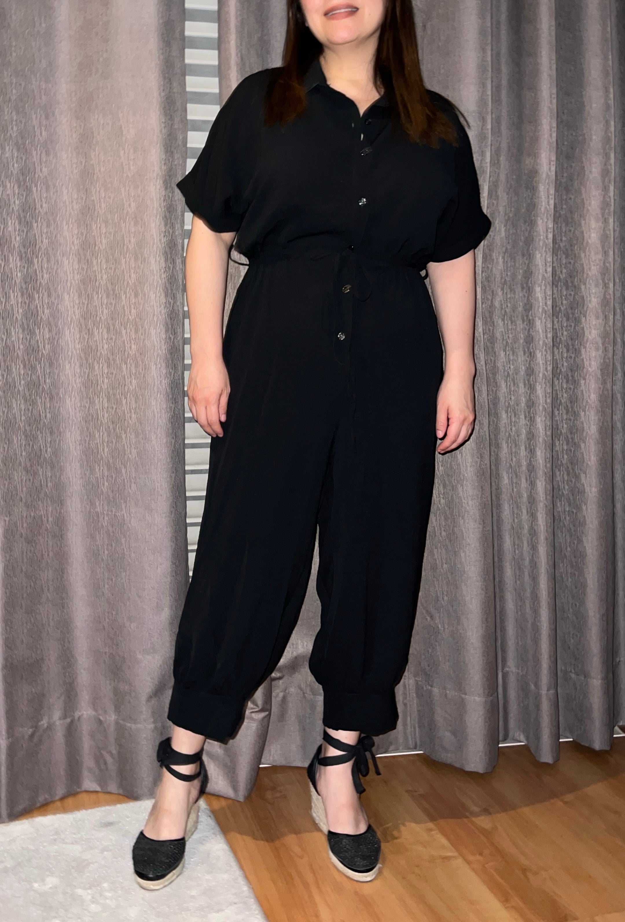 BLACK CAPRI JUMPSUIT