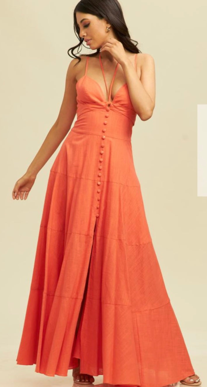 LINEN CORAL DRESS