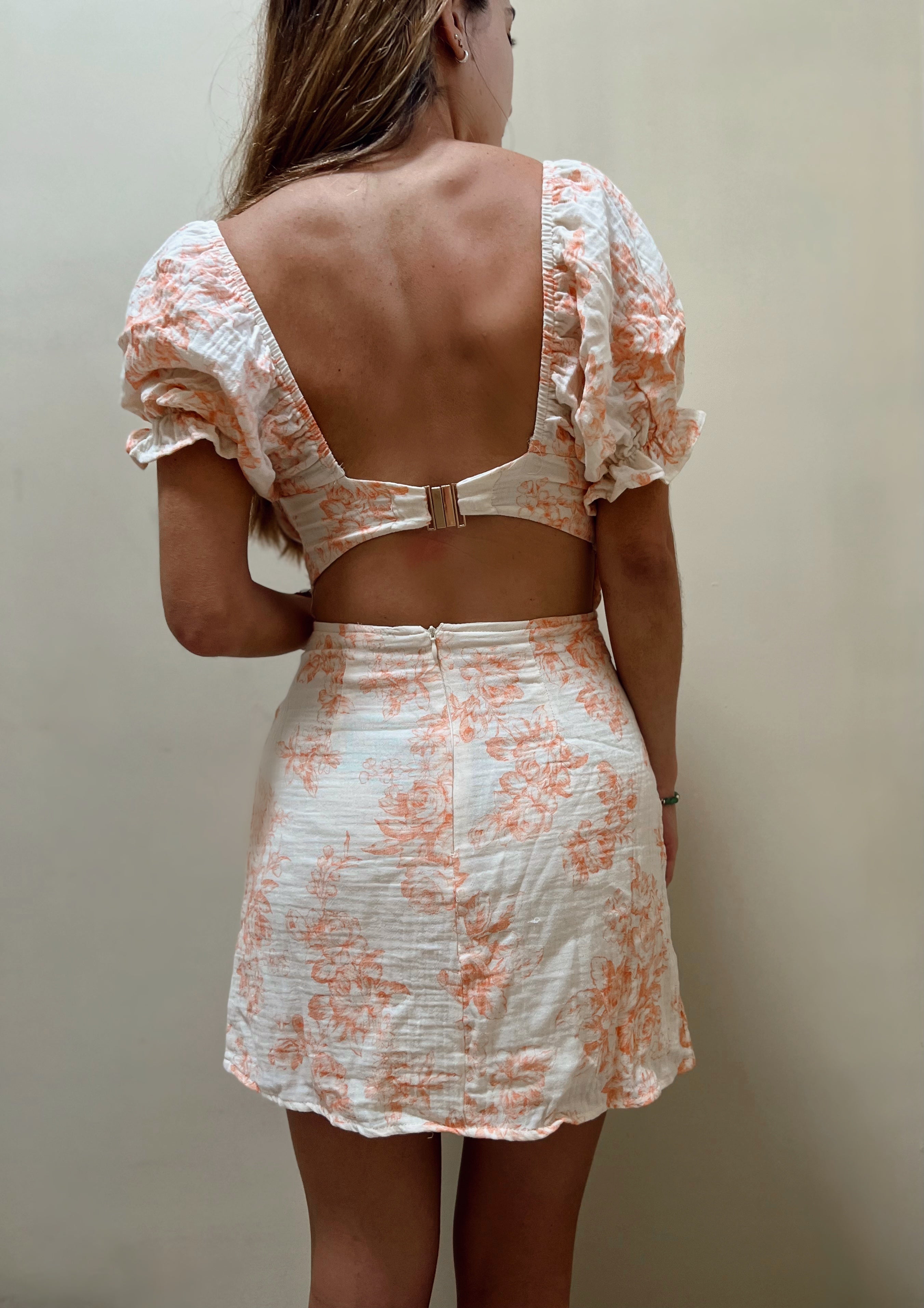 ORANGE NUDE MINI DRESS