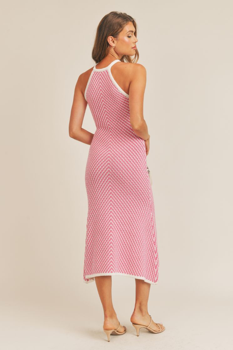 PINK KNIT MIDI DRESS